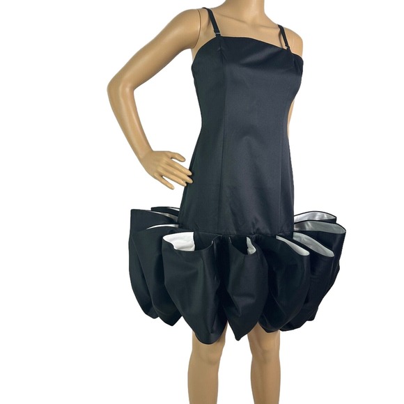 ROTATE BIRGER CHRISTENSEN Black White Ruffled Cocktail Dress Size 6 - Picture 3 of 10